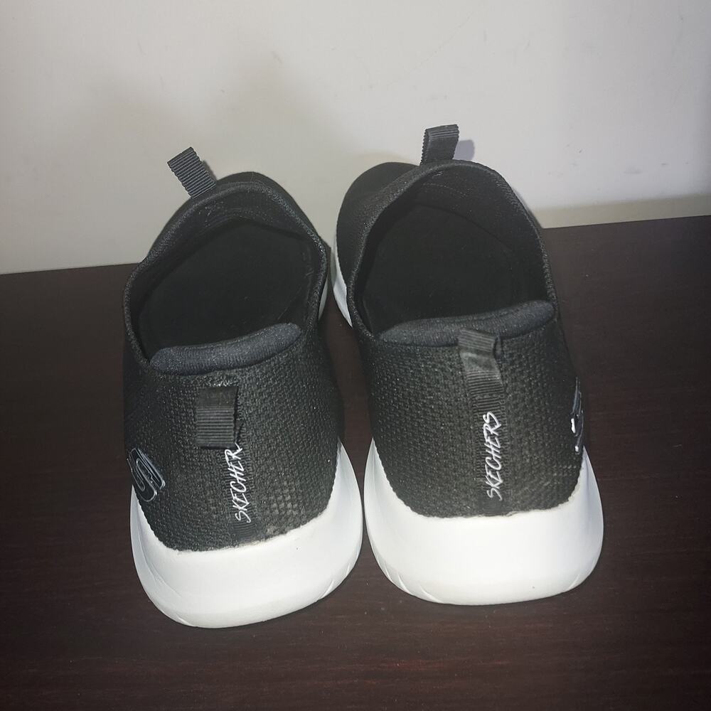 Skechers Womens Knit Sneakers 10M Slip Ons Ultra Flex First Comfort Black White - Picture 3 of 13